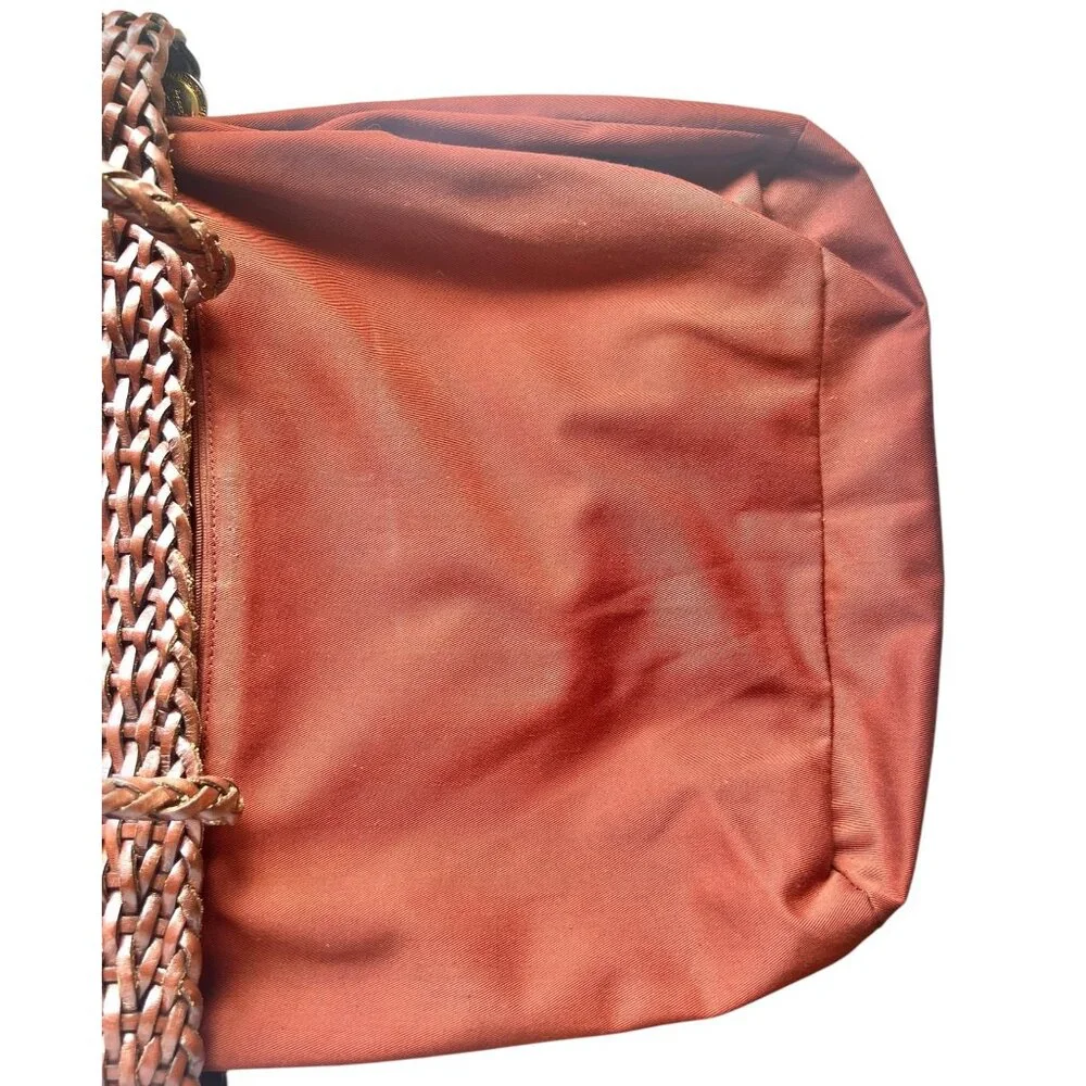 Balentin Lorenzo Handwoven Leather  Tote Bag With Logo Accents & Long Handles - Picture 7 of 13